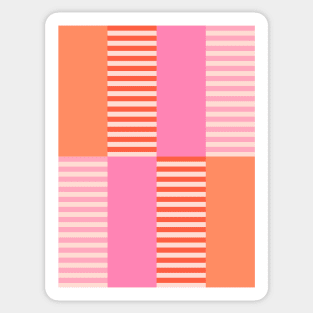 Pink and Orange Geometric Stripes Colour Block Sticker